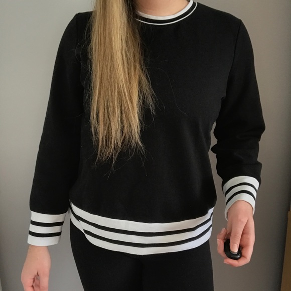 Black and White Stripe Crewneck Sweatshirt - Picture 2 of 5